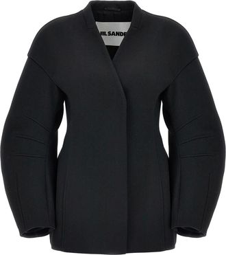 Jil Sander Jassen, Dames, Zwart, L, Wol, 53 Blazer