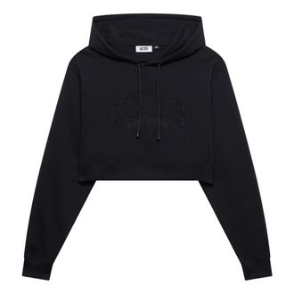 GCDS Lounge Logo Crop Hoodie - Dames - Hoodies - Zwart - L - Katoen - Hoodies & sweatvesten