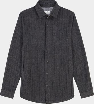 Robert Graham Mens Wylie Herringbone Knit Snap-Front Shirt