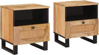 vidaXL Armario De Noche Con Caj&oacute;n 2 Pcs Natural 40 X 33 X 46 Cm Vidaxl