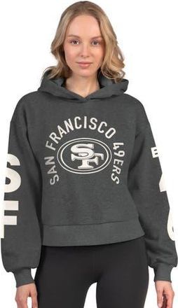 Starter Womens Starter Heather Charcoal San Francisco 49ers Star Player Cropped Fleece Pullover Hoodie at Nordstrom, Size Xx-Large