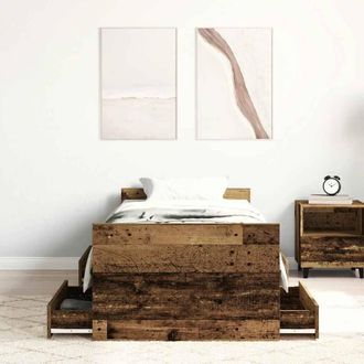 Berkfield Home Full Bed Frame without Mattress Old Wood 90x190 cm Single Enginee in Brown