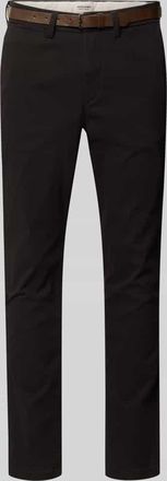 Jack & Jones Jack & Jones Slim Fit Stoffhose mit abnehmbaren G&uuml;rtel Modell Marco in Black, Gr&ouml;&szlig;e 28/32