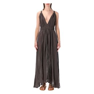 120% Lino Abito Lungo - female - 120% Lino - Gowns - Brown - XL - Dresses