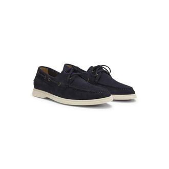 BOSS Lace-detail boat shoes in suede