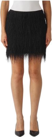 Twinset Minirok met franjes - Dames - Korte rokken - Zwart - XS - Leer - Rokken