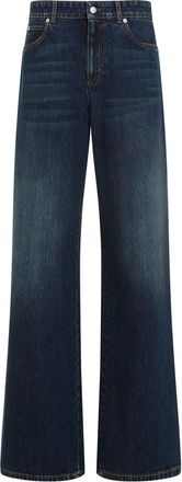 Alexander McQueen Dark Blue Cotton Jeans-Donna