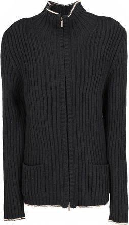 Kenzo ribbed zip cardigan - men - Wool - 50 - Black