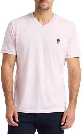 Robert Graham Damien V-Neck Knit T-Shirt in Pink at Nordstrom Rack, Size X-Large