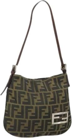 Fendi Pre-owned Shoulder Bags, female, Brown, Size: ONE SIZE Pre-owned Vintage Canvas Shoulder Bag