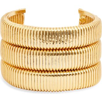 Karine Sultan Snakechain Textured Cuff Bracelet in Gold at Nordstrom