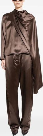 Magda Butrym Blusa drappeggiata - Marrone