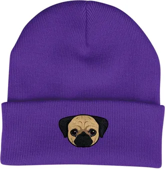Bang Tidy Clothing Pug Beanie Hat - Dog Lovers Gifts for Women - Winter Hats for Women - Knitted Wooly Ladies Hats - Dog Walking Accessories - Embroidered Gifts for Dog 