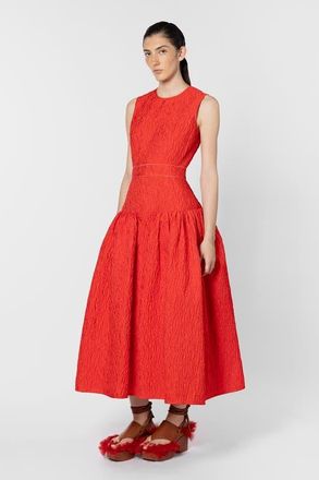 Roksanda Ilincic Aya Cloque Midi Dress in Rouge at Nordstrom, Size 12