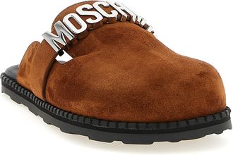 Moschino Womens Brown Calfskin Clogs Shoe