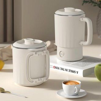 OEM Hervidor El&eacute;ctrico, Hervidor Port&aacute;til De Viaje, 600 Ml, Hervidor El&eacute;ctrico Peque&ntilde;o, Con Asa Plegable, Acero Inoxidable Alimentario, Color Beige