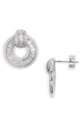 Nordstrom Cubic Zirconia Doorknocker Earrings in Clear- Silver at Nordstrom Rack