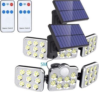 OEM Tuserxln Paquete De 2 Luces Solares Para Exteriores Con Sensor De Movimiento, Resistentes Al Agua Ip65, Foco Led De 138 Led Para Jard&iacute;n