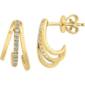 Effy Diamond Triple Link Hoop Earrings in Gold/white at Nordstrom Rack