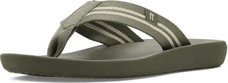 FitFlop Iqushion Two-Stripe Webbing Flip-Flops Mens Wedge Shoes Deep Olive/Sage Green : 12.5 M (D), Synthetic