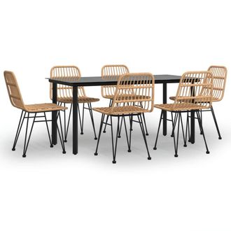 Berkfield Home 7 Piece Garden Dining Set Poly Rattan in Brown