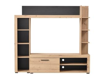 VENTE-UNIQUE.COM Mueble de TV de pared melamina gris antracita, color natural claro