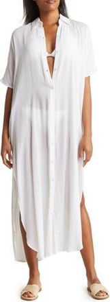 Boho Me Long Shirt Cover-Up Dress in White at Nordstrom Rack, Size X-Large