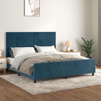 vidaXL Vidaxl Estructura Cama Con Cabecero Terciopelo Azul Oscuro 180x200 Cm
