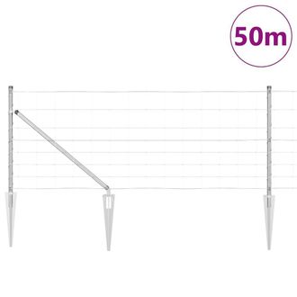 Berkfield Home Durable Field Fence 0.8x50 m Galvanised Steel in Silver