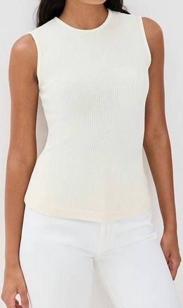 A Gold E Binx High Neck Tank Top In White Oat Milk