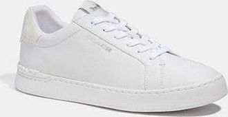 Coach Mens Clip Low Top Sneaker With Signature Canvas in White, Size 11 | Leather