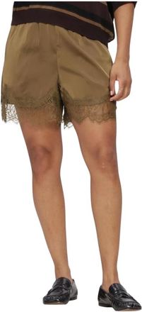 Gestuz Korte Broeken, Dames, Groen, S, Linnen, GZlalou HW Shorts