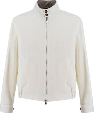 Brunello Cucinelli Bomberjack - Heren - Zomerjassen - Wit - 2XL - Katoen - Jassen
