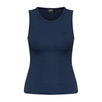 A.P.C. A.p.c., Dames, Tops, Blauw, Maat: S Katoen
