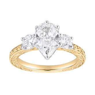 LuvMyJewelry Orlina 14K Gold 2.65 Ct Pear Lab Grown Diamond Engagement Ring in 14K Yellow Gold at Nordstrom, Size 7