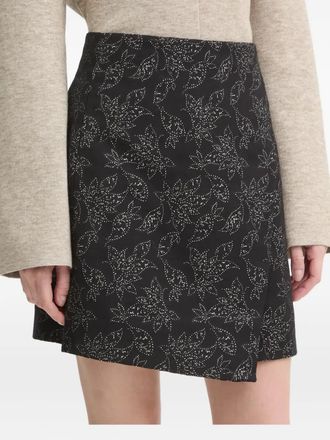 Bruuns Bazaar floral-print asymmetric-design mini skirt - women - Polyester/Cotton - 40 - Black