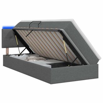 vidaXL Cama De Almacenamiento Led Con Colch&oacute;n Gris Oscuro 100 X 200 Cm Vidaxl