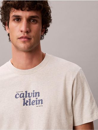 Calvin Klein Jeans Calvin Klein Mens 1989 Logo Graphic Relaxed T-Shirt - Light/Pastel Grey - XL