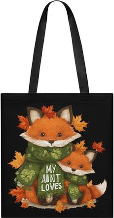 Generic Auntie Loves Me Woodland Fox Tote Bag for Women Men Shoulder Bags Purses Pouch Handbags
