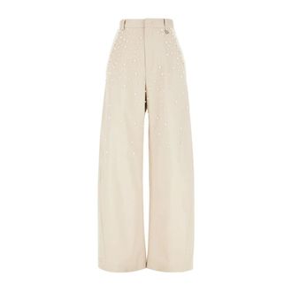 Giuseppe Di Morabito Wijde broek - Dames - Broeken - Beige - Maat: M Katoen