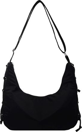 Generic Nylon Shoulder Bag with Zipper Underarm Bag Hobo Bag for Women Work (Black)