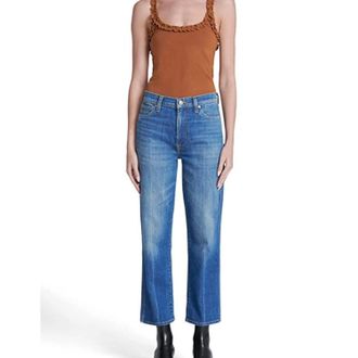 7 For All Mankind 7 for All Mankind Jean Womens Blue Denim Stretch Straight Leg Cropped FROG174