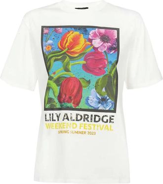 Max Mara floral-print T-shirt - women - Cotton/Elastane - S - White