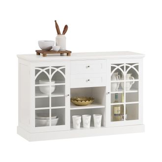 SoBuy Aparador Cocina Mueble Vitrina De Cristal Con 2 Puertas Y 2 Cajones 120 X 39 X 78 Cm Fsb79-w Sobuy Es