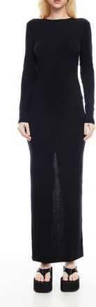 Lioness Muse Open Back Long Sleeve Maxi Dress in Onyx at Nordstrom, Size X-Large