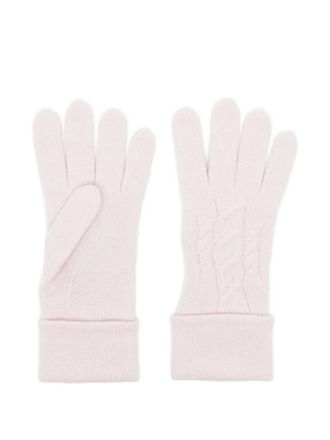 N.Peal Guanti a maglia intrecciata - Rosa