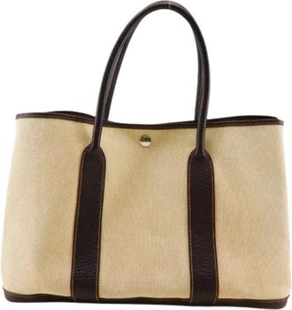 Herm&egrave;s Pre-owned Tote Bags, female, Beige, Size: ONE SIZE Pre-owned Garden Party PM Tote Bag
