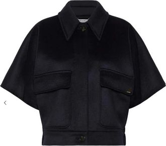 Max Mara Jassen, Dames, Blauw, M, Kasjmier, Boxy Cape Dream