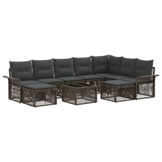 vidaXL Conjunto De Sof&aacute;s De Jard&iacute;n 10 Pcs Gris Y Gris Oscuro Vidaxl