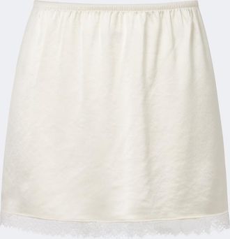 Leset Barb lace-trimmed satin miniskirt